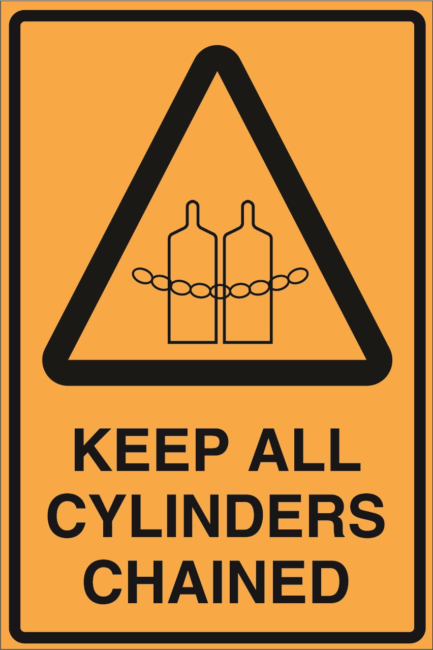 Hazard - Keep all cylinders chained - 450x600