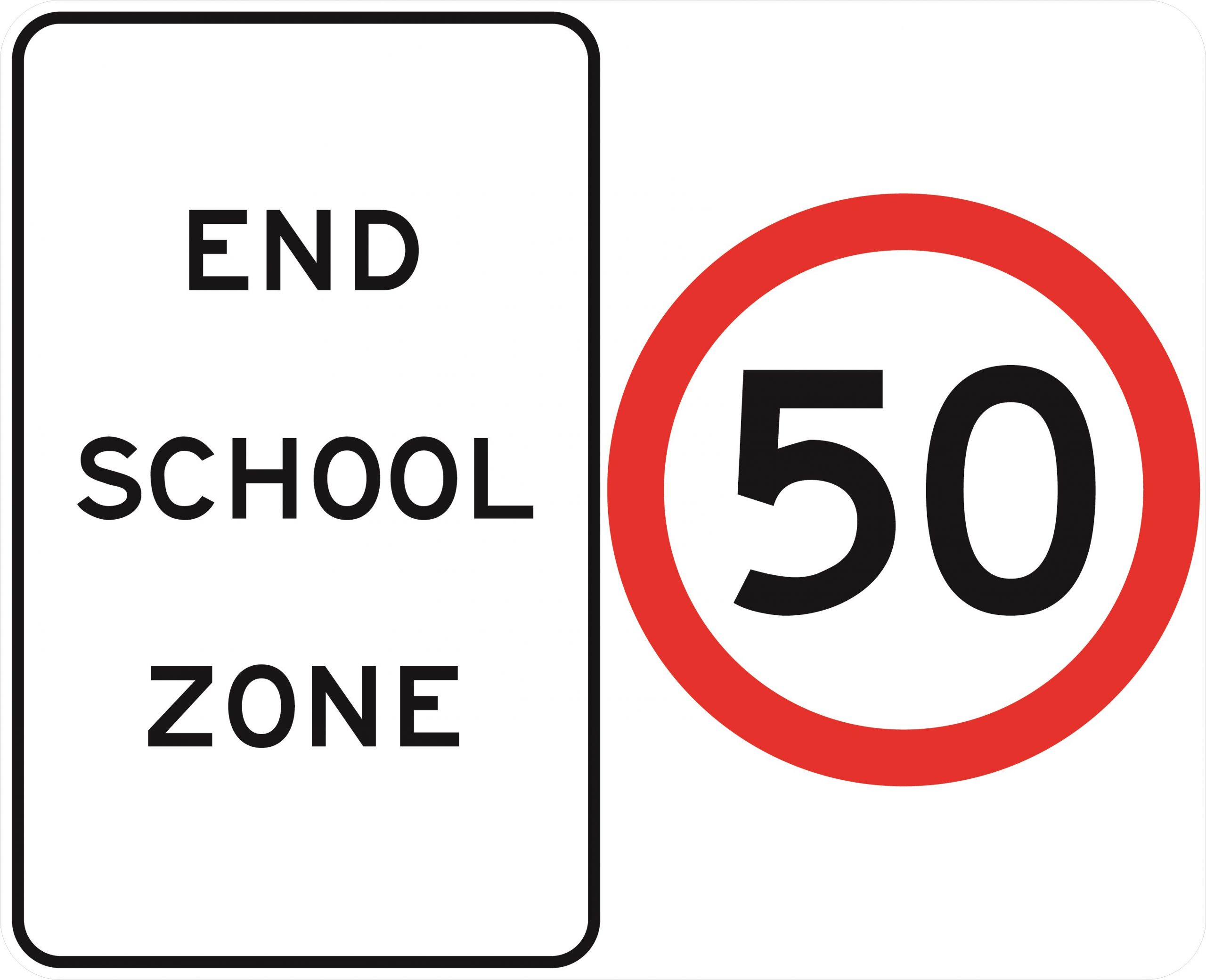 End School Zone - 50 km/h Speed - 1200 x 975