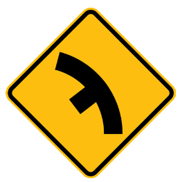 Side road on curve sign