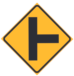 Side road junction sign