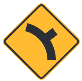 W2-9 Side Road Junction on a Curve sign