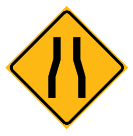 Road Narrows warning sign
