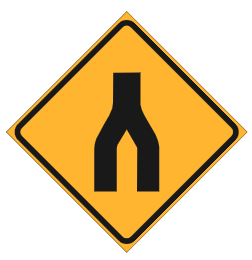 W4-6 End Divided Road sign
