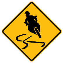 W5-125 Motorcycle slippery conditions warning sign