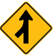 W5-34 Merging traffic left sign