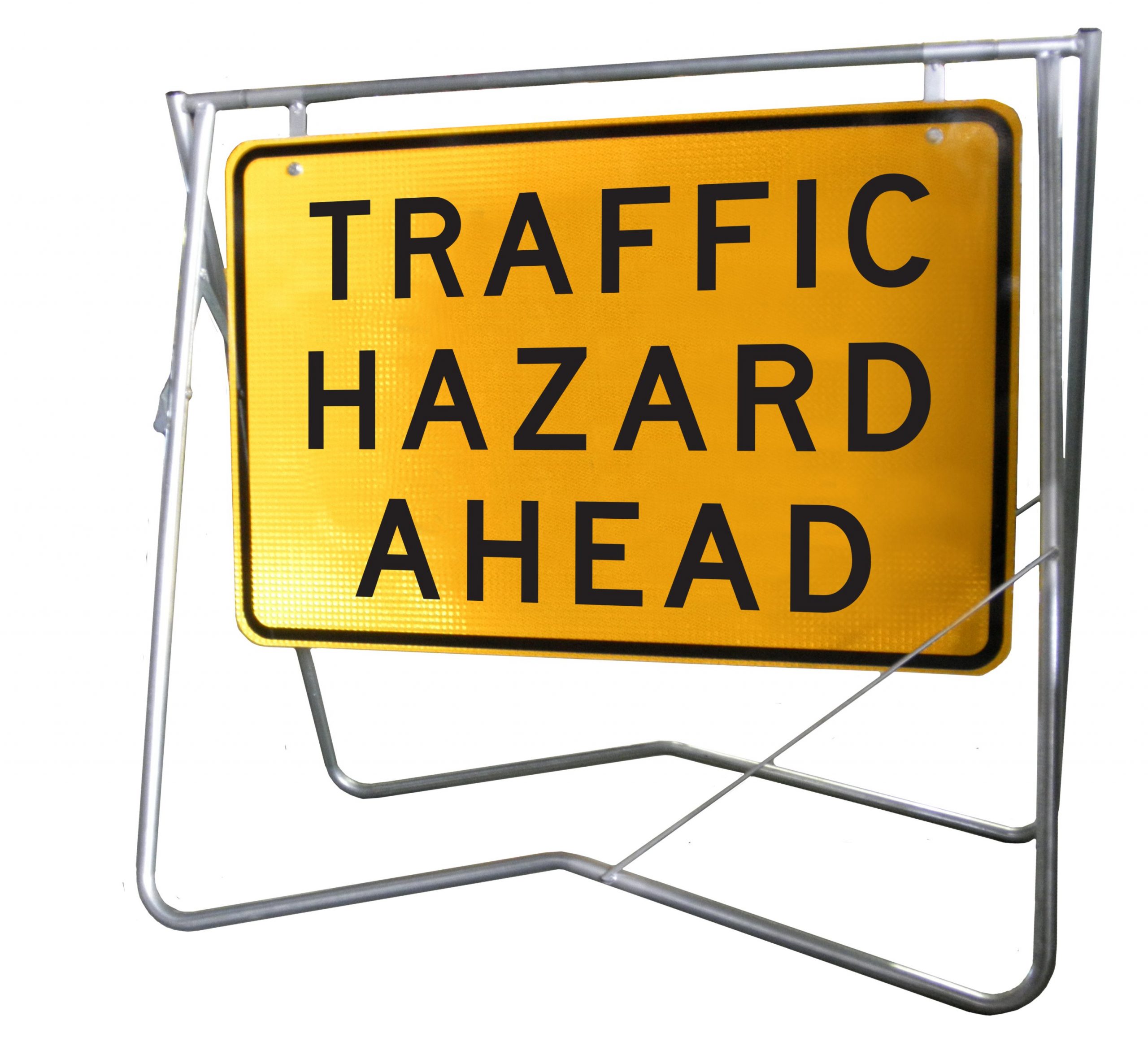 Traffic Hazard Ahead - 900 x 600 - Mounted on Swing Stand