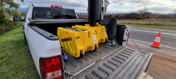 Barrowlight V2 portable traffic light in back of ute