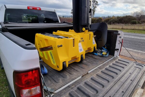 Barrowlight V2 portable traffic light in back of ute